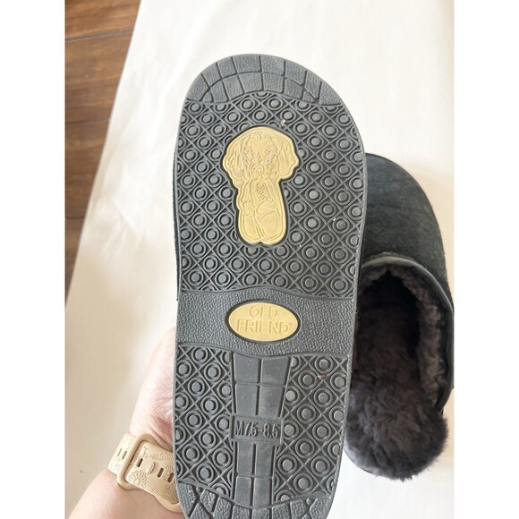 Old Friend Men's Scuff Slipper Black Slip On Sherpa Comfort medium Size 7.5-8.5 - Picture 4 of 8